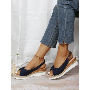 Damen Wedge-Sandaletten mit dekorativem Knoten-Design R&B