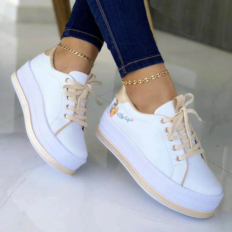 Damen Komfortable Sneakers mit floralem Design und dämpfendem Fußbett R&B