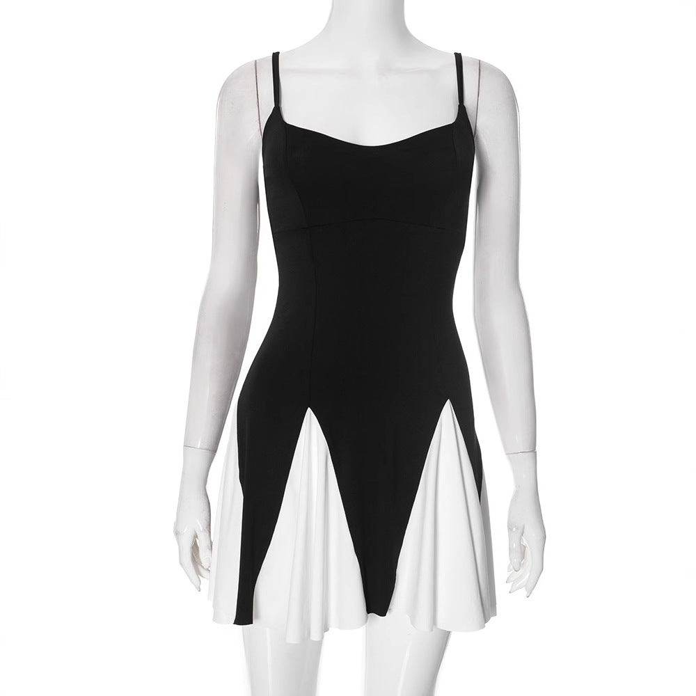 Damen Wickelkleid mit stilvollem Farbkontrast und fließendem Rock R&B