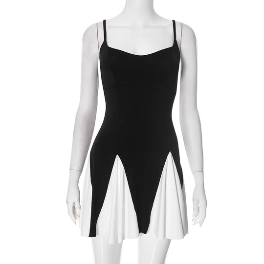 Damen Wickelkleid mit stilvollem Farbkontrast und fließendem Rock R&B