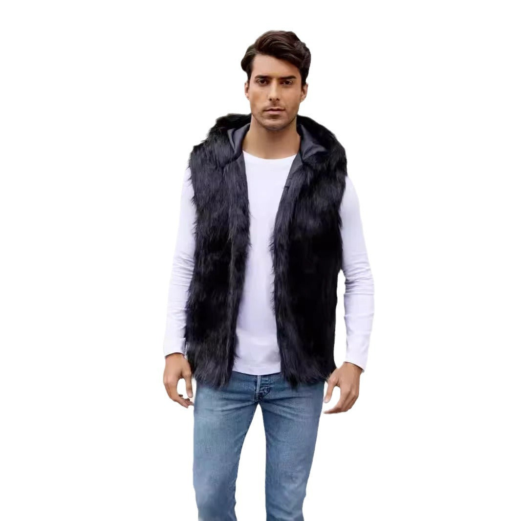 Herren Modische Kunstfell-Weste R&B