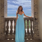 Damen Maxikleid mit strapazierfähigem Oberteil und eleganten Falten R&B