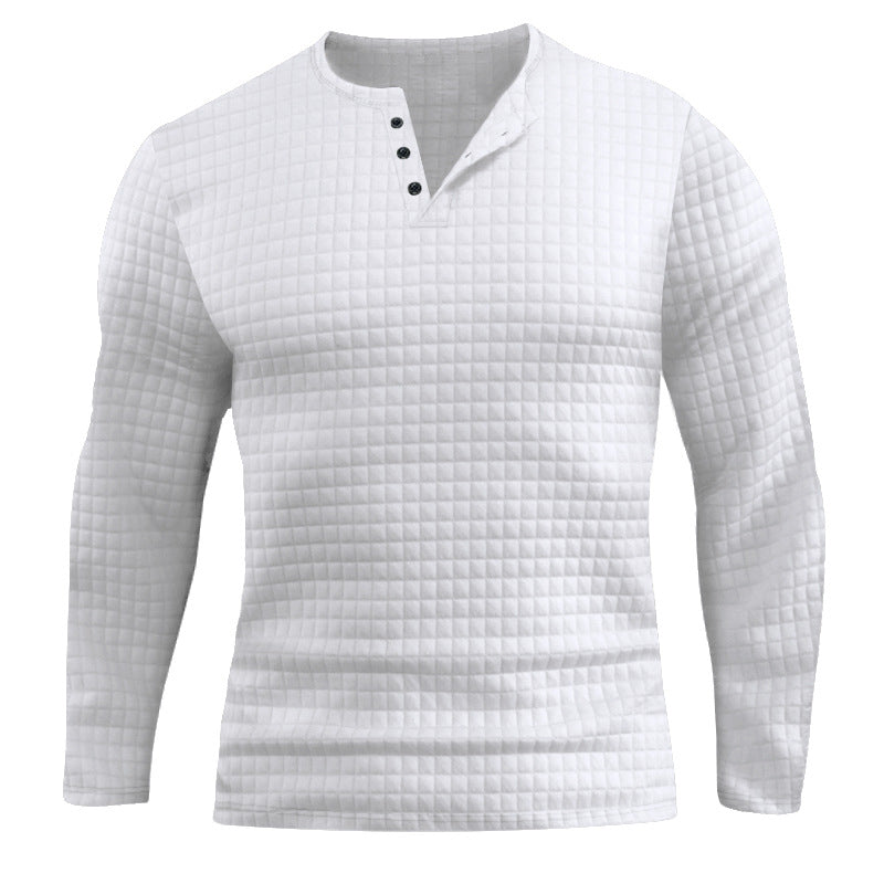 Herren Langarmshirt mit strukturiertem Design und modischem Knopfverschluss R&B