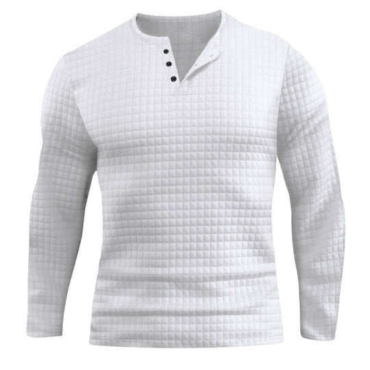 Herren Langarmshirt mit strukturiertem Design und modischem Knopfverschluss R&B