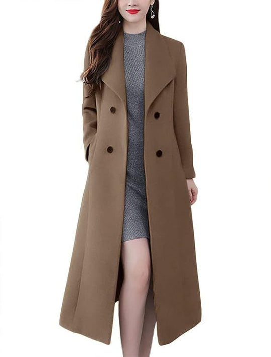 Damen Lange Wollmantel R&B