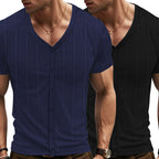 Herren Kurzarm Henley-Shirt mit strukturiertem Design und Knopfleiste R&B