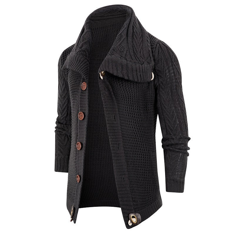 Herren Strickjacke mit Schalkragen und Holzknöpfen R&B