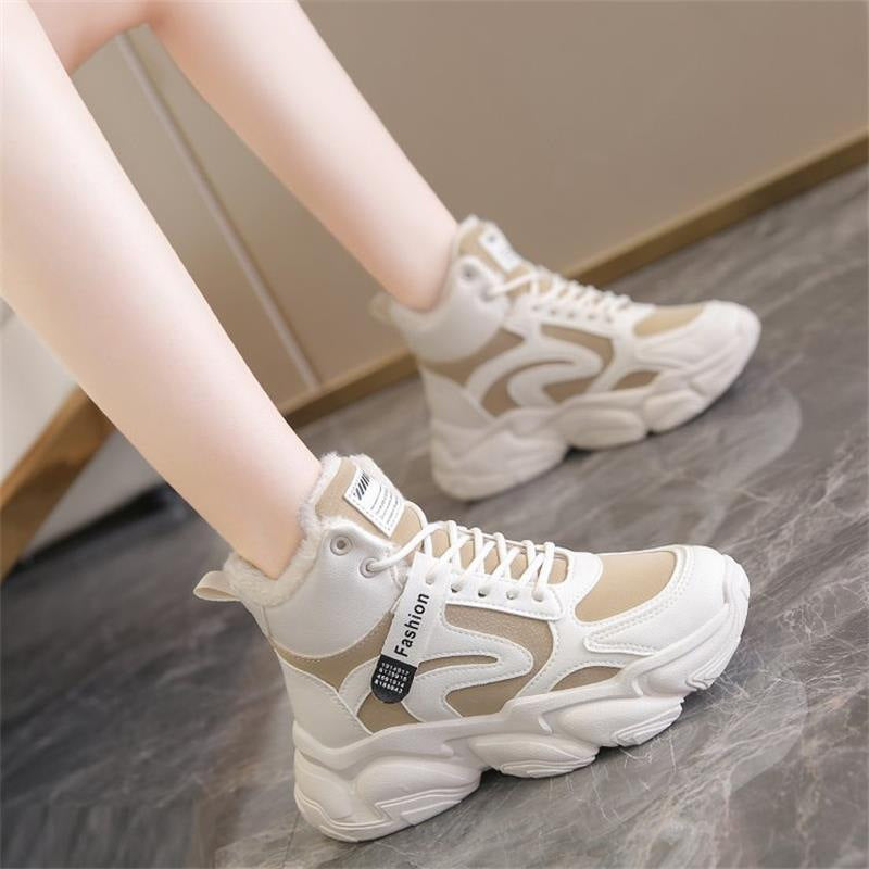 Damen Modische High-Top Sneakers mit warmem Innenfutter und rutschfester Sohle R&B