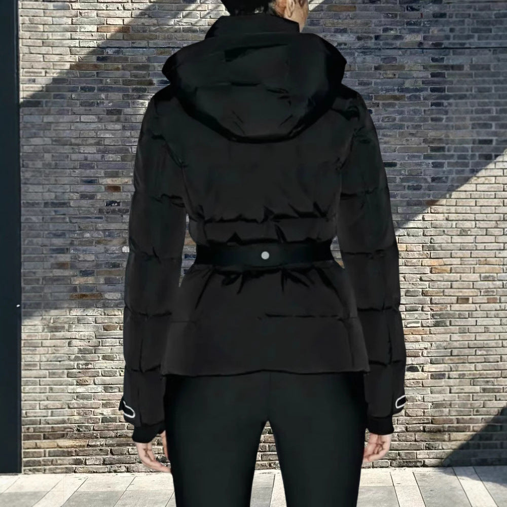 Damen winterliche Funktionsjacke mit hohem Kragen und elastischem Gürtel R&B
