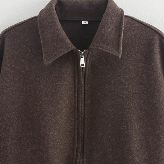 Damen lässige Fleecejacke mit hohem Kragen und innenliegendem Taschen R&B