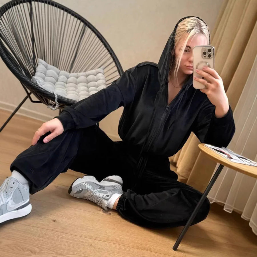 Damen Luxuriöses Velours Freizeit-Set R&B