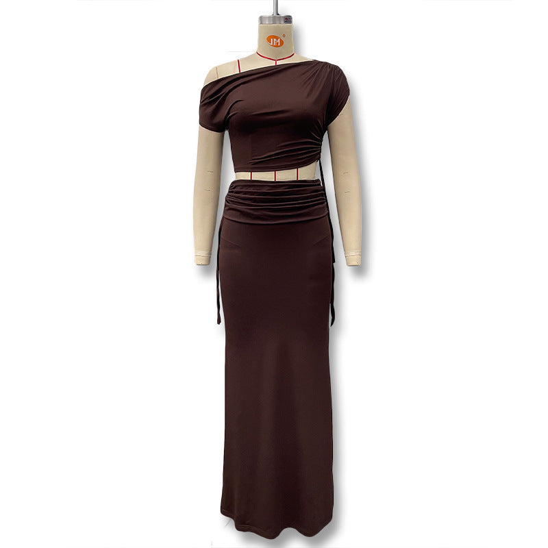 Damen Elegantes und figurbetontes Jumpsuit-Kleid mit asymmetrischem Design R&B