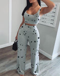 Damen Zweiteiliges Set mit Crop-Top und weiter Hose im Sterne-Design R&B