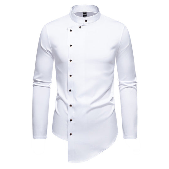 Herren modisches Hemd mit asymmetrischem Knopfdesign und elegantem Kragen R&B