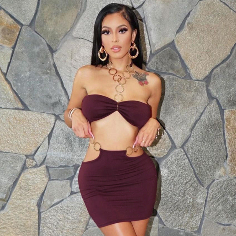 Damen Buntes Bandeau-Minikleid mit seitlichen Cut-Outs und verführerischem Design R&B