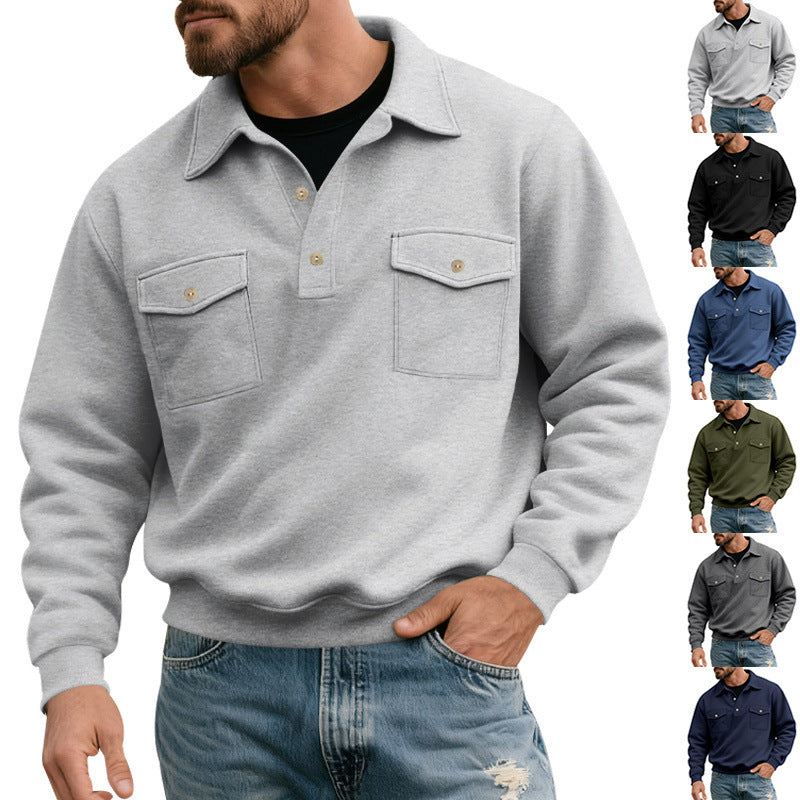 Herren lässiger Pullover mit praktischen Pattentaschen R&B