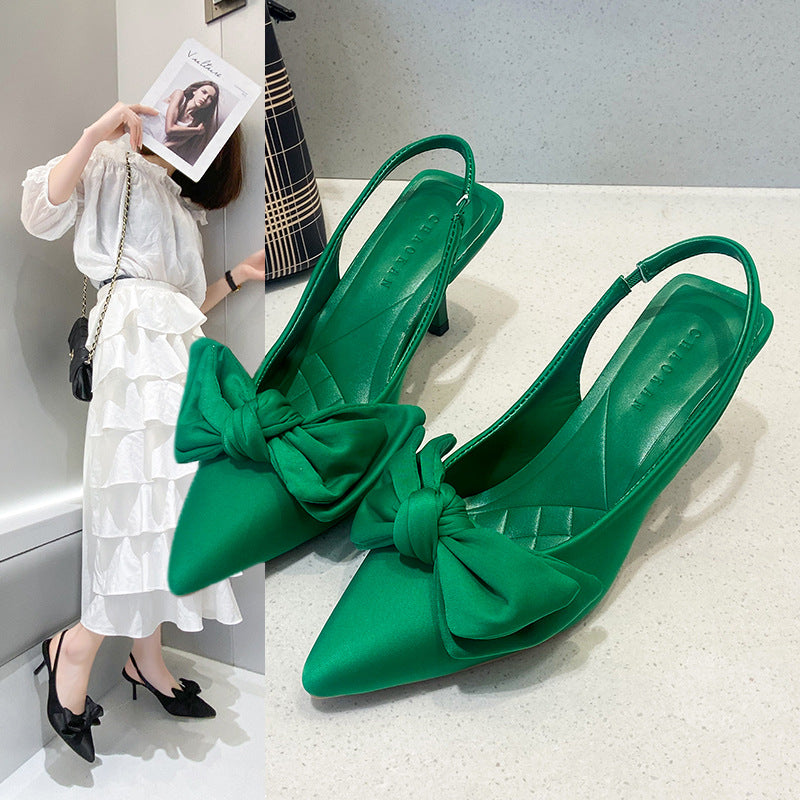 Damen elegante Slingback-Pumps mit modischem Schleifen-Detail und komfortablem Blockabsatz R&B