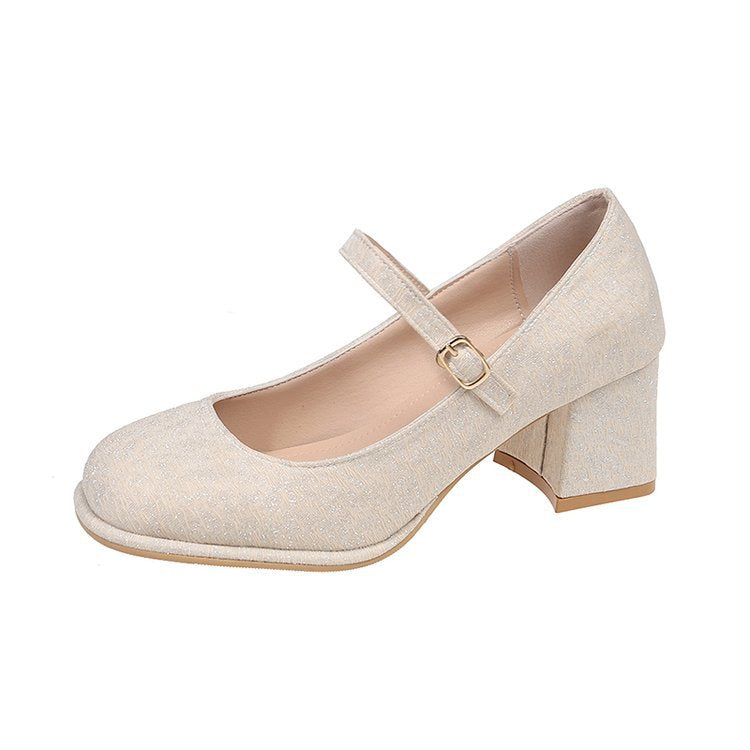 Damen elegante Mary Jane Pumps mit hochwertigem Stoff und komfortablem Blockabsatz R&B