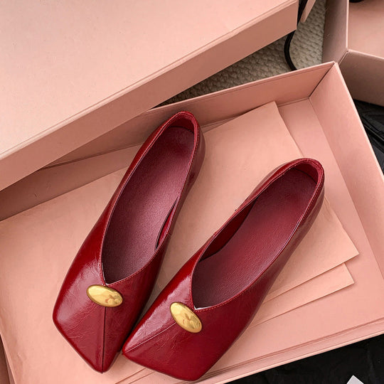 Damen Klassische Ballerinas mit modischem Knopf R&B