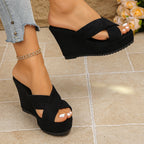 Damen Wedge-Pantoletten mit R&Brnem Riemendesign und komfortablem Fußbett R&B