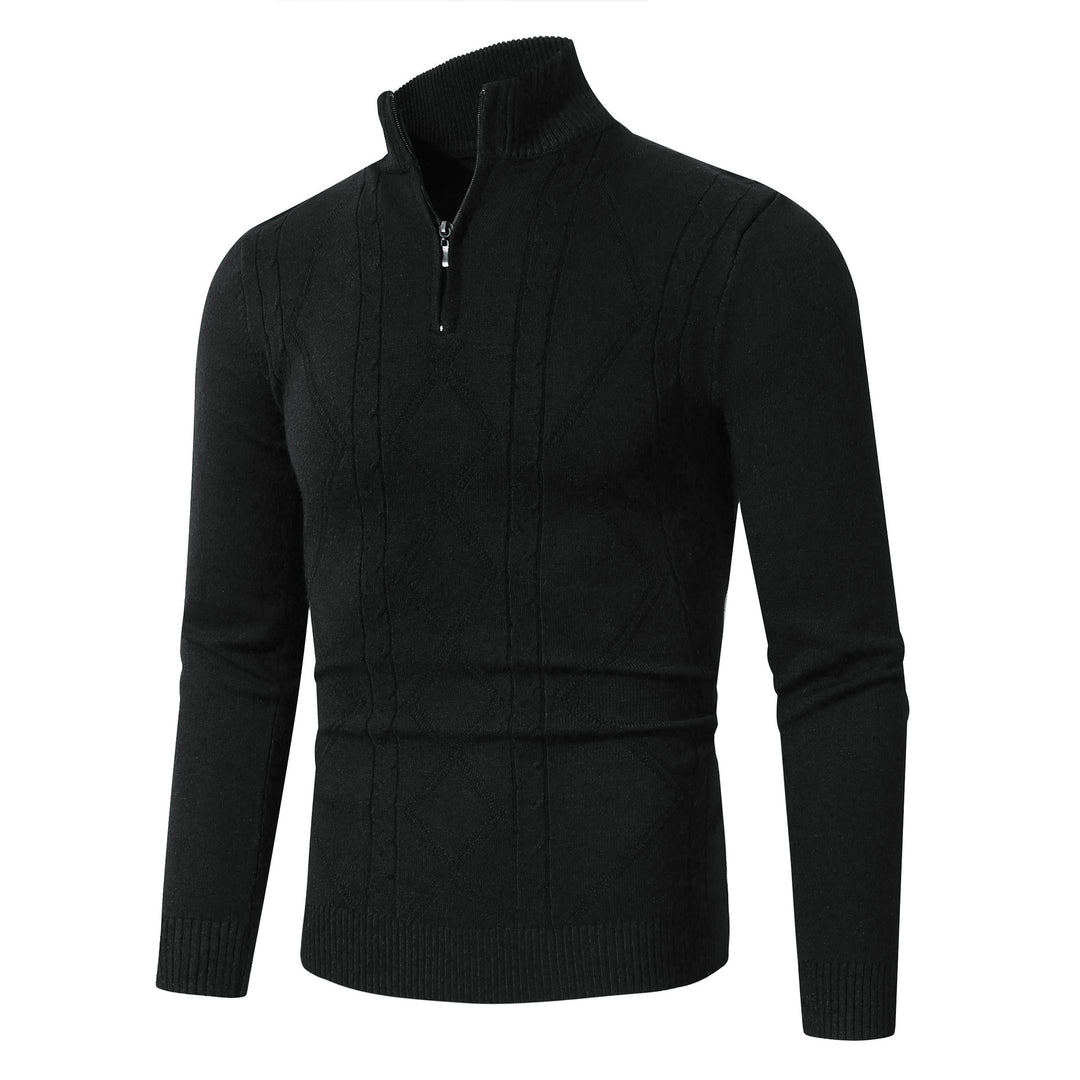 Herren Strickpullover mit modernem Zopfmuster und hohem Stehkragen R&B
