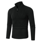 Herren Strickpullover mit modernem Zopfmuster und hohem Stehkragen R&B
