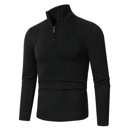 Herren Strickpullover mit modernem Zopfmuster und hohem Stehkragen R&B