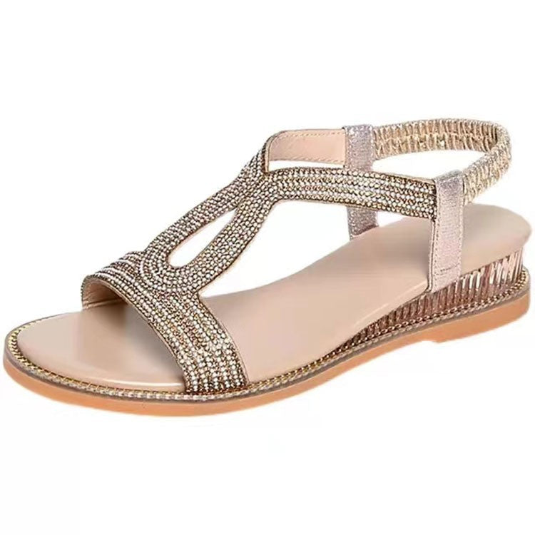 Damen elegante Plateau-Sandalen mit glitzernden Akzenten und komfortablem Fußbett