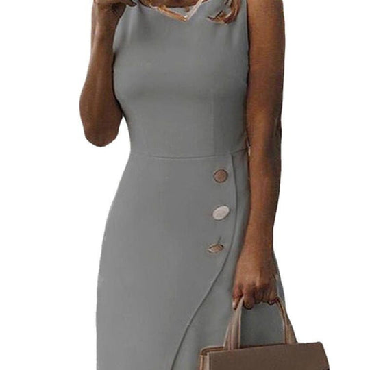 Damen Elegantes Etui-Kleid mit Knopfdetail R&B
