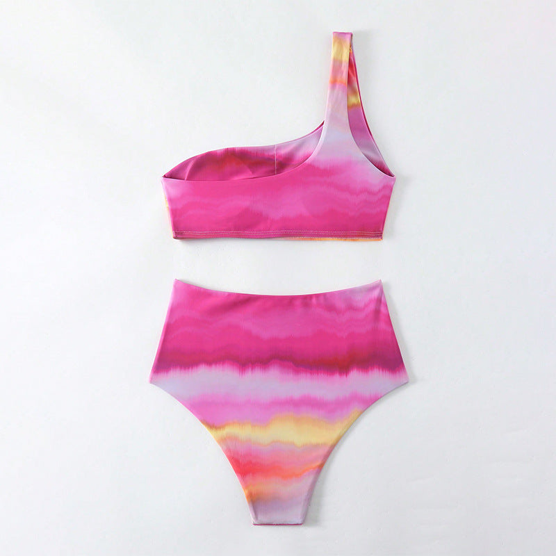 Damen Hochtailliertes Bikini-Set mit asymmetrischem Oberteil und floralen Akzenten R&B
