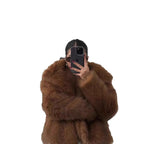 Damen Kunstpelzjacke mit luxuriösem Schnitt und weitem Kragen R&B