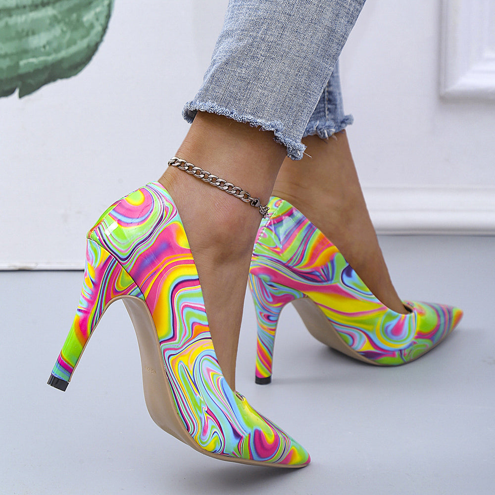 Damen High Heels mit buntem Marmor-Design und elegantem Stiletto R&B