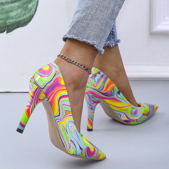 Damen High Heels mit buntem Marmor-Design und elegantem Stiletto R&B