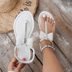 Damen Elegante Perlensandalen mit Spitzenverzierung R&B