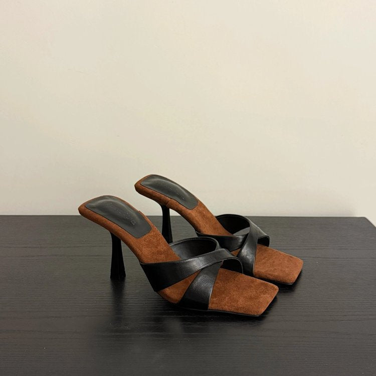 Damen elegante Sling-Pumps mit überkreuztem Riemendesign und hohen Absatz R&B