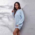 Damen Strickkleid mit Zopfmuster und lässigem Schnitt R&B