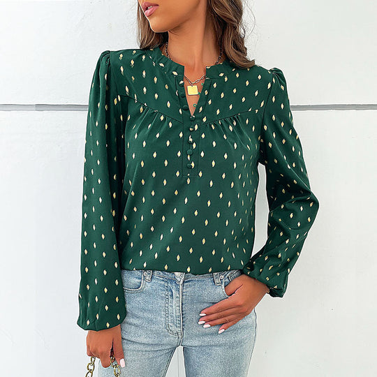 Damen elegante Bluse mit geschlagenen Ärmel R&B