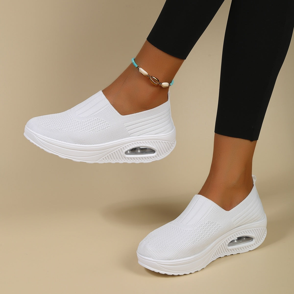 Damen Sportliche Slip-On Sneakers mit atmungsaktiver Strickoberfläche R&B