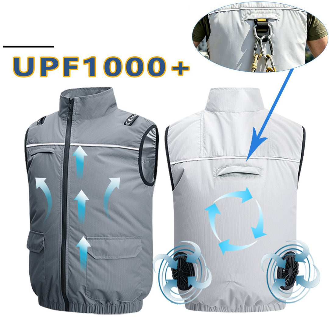 Unisex nan leichte kühlende Arbeitsweste mit integrierten Ventilatoren und externem Akku R&B
