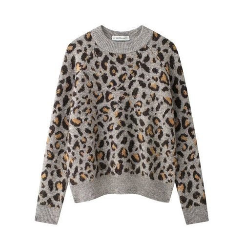 Damen Kuscheliger Strickpullover mit modernem Leopardenmuster R&B
