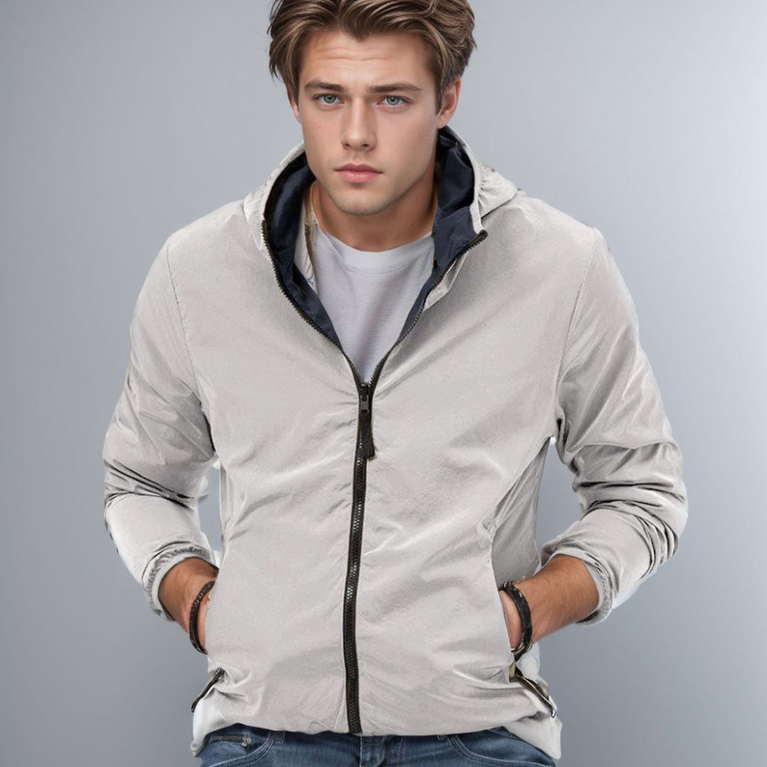 Herren leichte Übergangsjacke mit verstellbarer Kapuze R&B