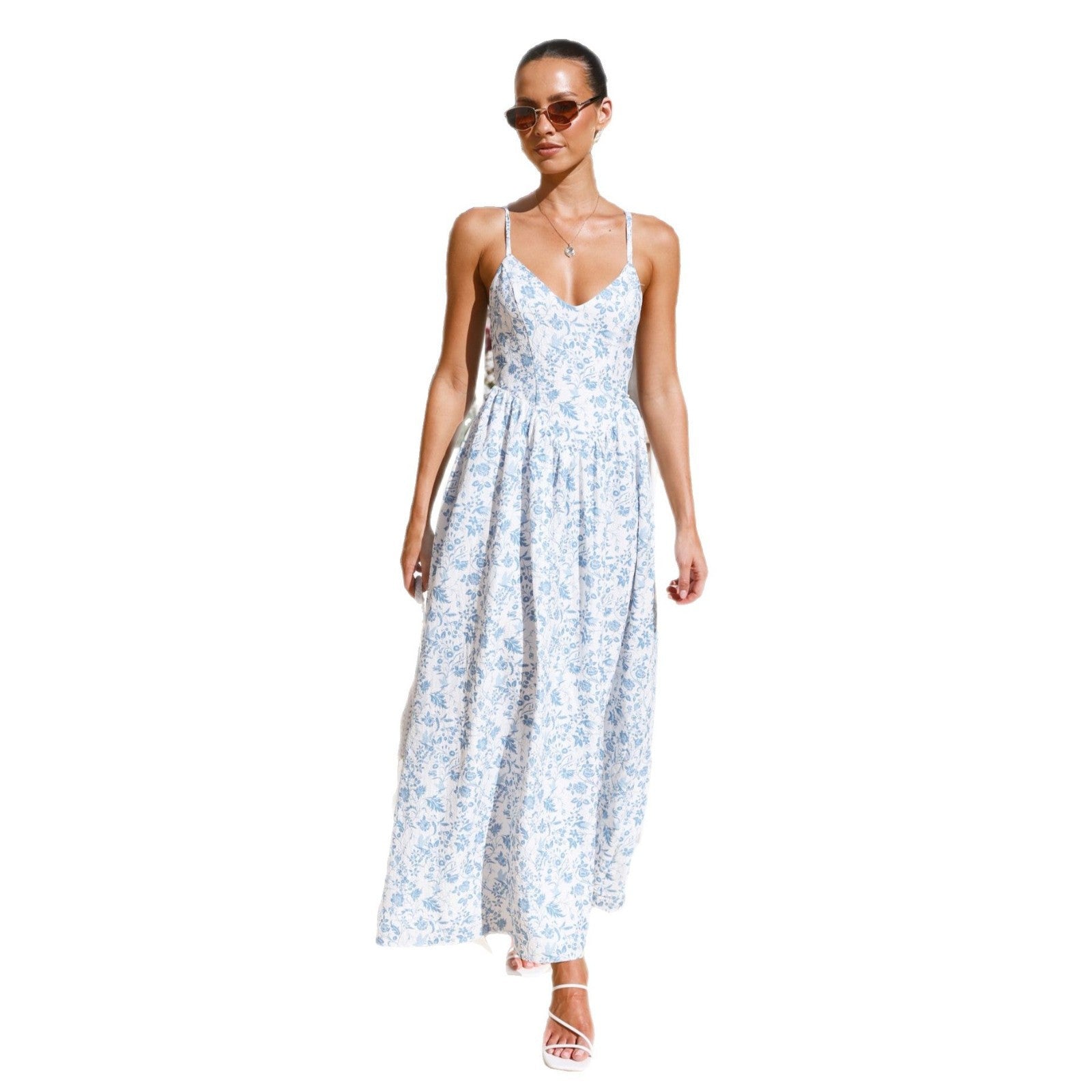 Damen Maxi-Kleid mit floralen Mustern R&B