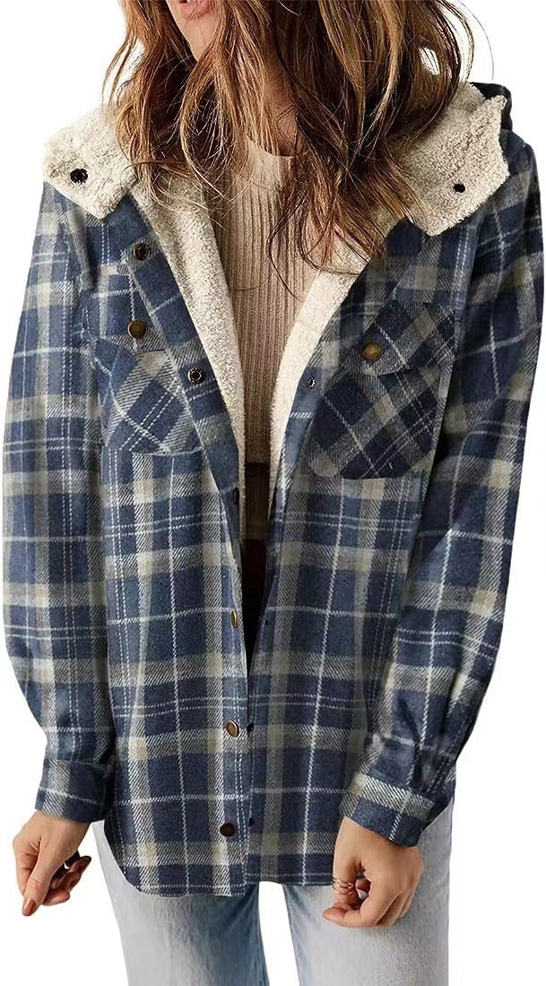 Damen Karierter Flanell-Jacke mit kuscheligem Innenfutter R&B