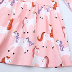 Mädchen Langarmkleid mit fröhlichem Einhorn-Design R&B