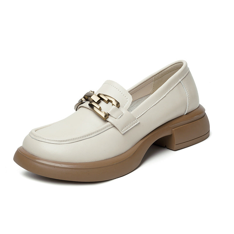 Damen Elegante Mokassins mit goldenen Schmuckdetails und komfortablem Blockabsatz R&B
