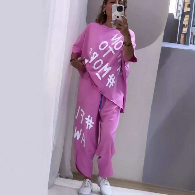 Damen Lässiges Set mit oversize T-Shirt und bequemen Jogginghose R&B
