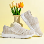 Damen Bequeme Slip-On Sneakers mit hygienischem Designer-Klettverschluss R&B