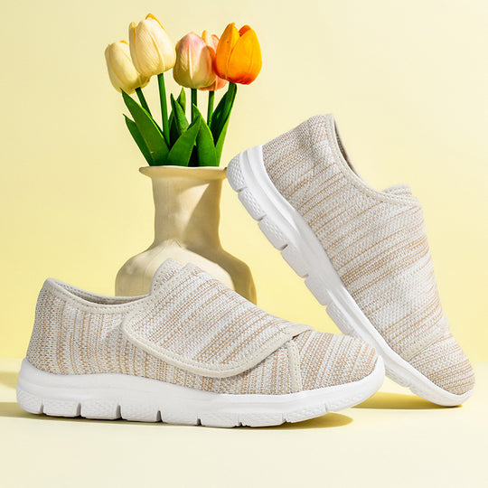Damen Bequeme Slip-On Sneakers mit hygienischem Designer-Klettverschluss R&B