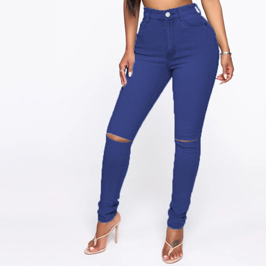 Damen High-Waist Jeans mit modischem Destroyed-Detail R&B