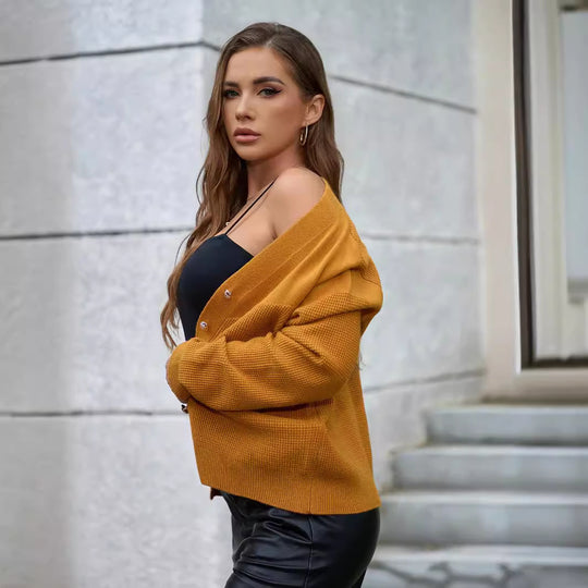 Damen Strickjacke mit Knopfdetails und strukturierter Oberfläche R&B